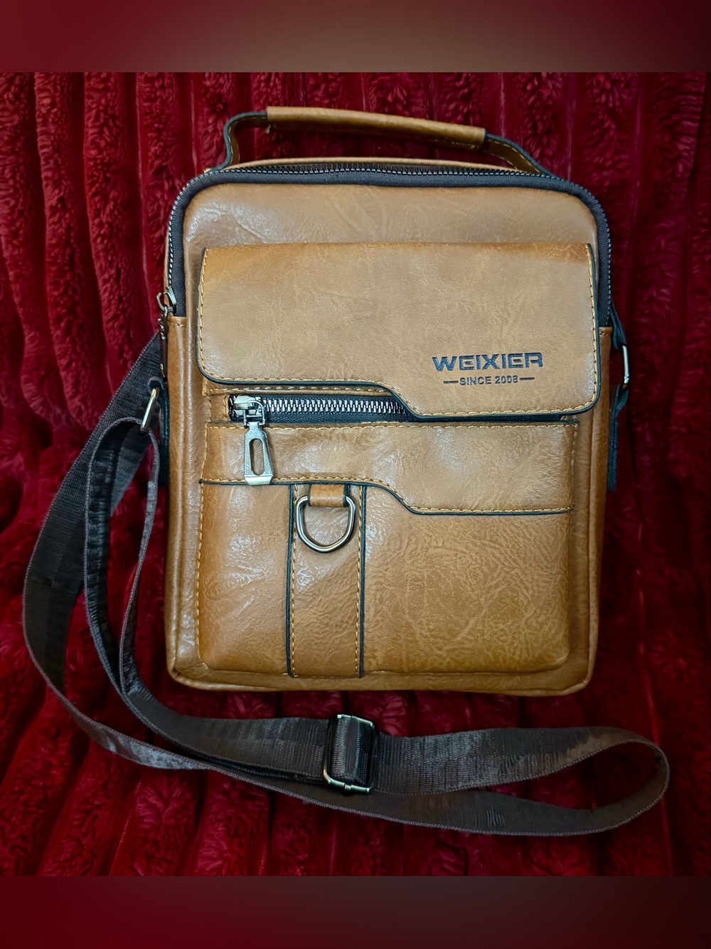 WEIXIER Men’s Brown Messenger Crossbody Bag